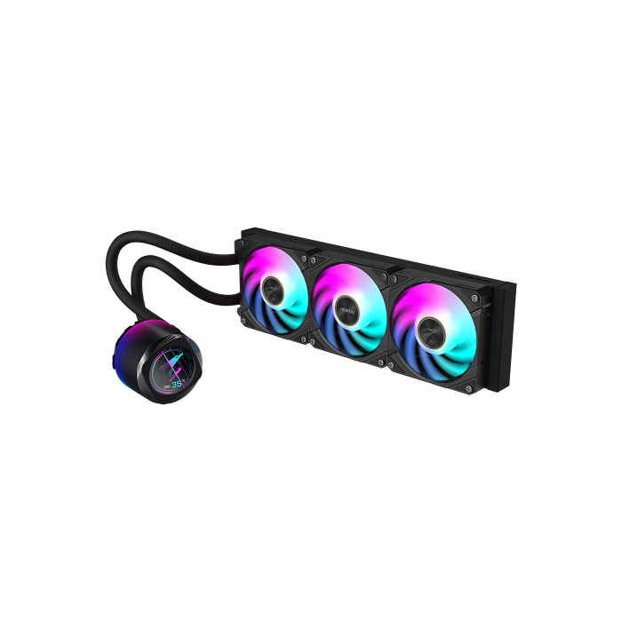 Gigabyte Refrigeración líquida AORUS WATERFORCE X II 360 AIO - 3 ventiladores ARGB 120mm, pantalla LCD, compatible Intel LGA 1700 y AMD AM5 1