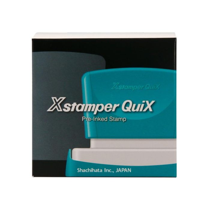 Sello X'Stamper Quix Personalizable Color Azul Medidas 36x61 mm Q-16 7