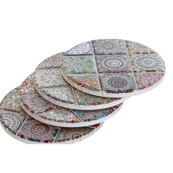 Posavasos Indio DKD Home Decor Multicolor Dorado 10.8 x 0.7 x 10.8 cm Set de 4 2 Posavasos Indio DKD Home Decor Multicolor Dorado 10.8 x 0.7 x 10.8 cm Set de 4 2