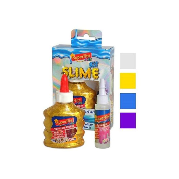 Juego Supertite Slime Metalico Kit (1X Pegamento 1X Liquido Activador) 6 unidades