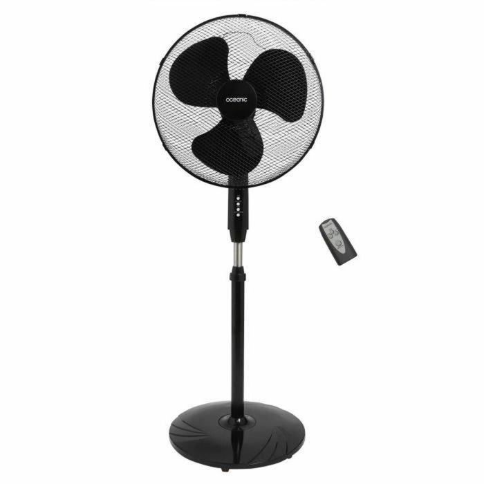 OCEANIC Ventilador de pie - 45 W - Ø 44 cm - 3 velocidades - Oscilante - Inclinable - Negro