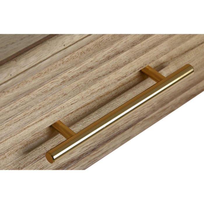 DKD Home Decor Consola Scandi Olivia con 2 Cajones Desmontable Marrón Claro y Dorado de Paulownia y MDF 100x40x76 cm 2 DKD Home Decor Consola Scandi Olivia con 2 Cajones Desmontable Marrón Claro y Dorado de Paulownia y MDF 100x40x76 cm 2