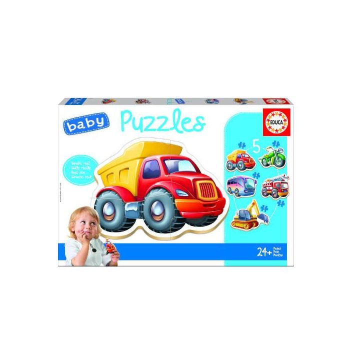 Educa Borrás Baby Puzzle Vehiculos +24M 14866 - 5 Puzzles de 2 a 4 Piezas