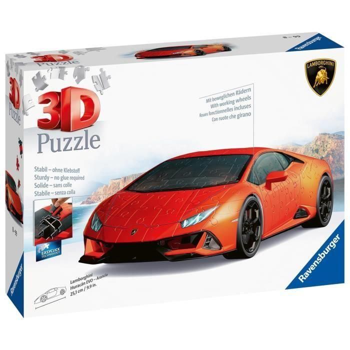 Puzzle 3D Lamborghini Huracán EVO Edition naranja (con rejilla) - Formas especiales - 00011571 1