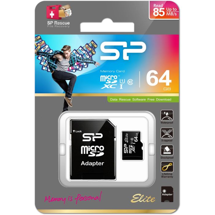 Tarjeta de Memoria Micro SD con Adaptador Silicon Power SP064GBSTXBU1V10SP SDHC 64 GB 3 Tarjeta de Memoria Micro SD con Adaptador Silicon Power SP064GBSTXBU1V10SP SDHC 64 GB 3
