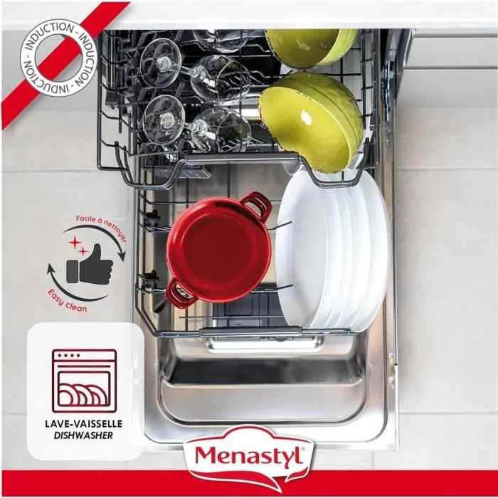 Menastyl 3645562 Olla para Mejillones Acero Esmaltado Negro 18 cm 2,7 Litros Apto para Todo Tipo de Fuegos Inducción 2