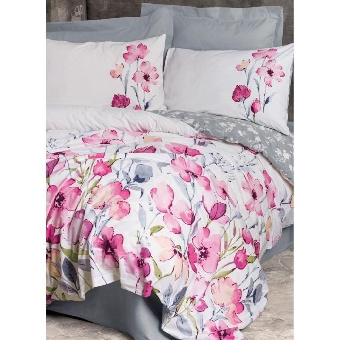 Juego de cama - 1 funda nórdica 220x240 cm + 2 fundas de almohada 60x60 cm - 100% algodón - Gris 3 Juego de cama - 1 funda nórdica 220x240 cm + 2 fundas de almohada 60x60 cm - 100% algodón - Gris 3