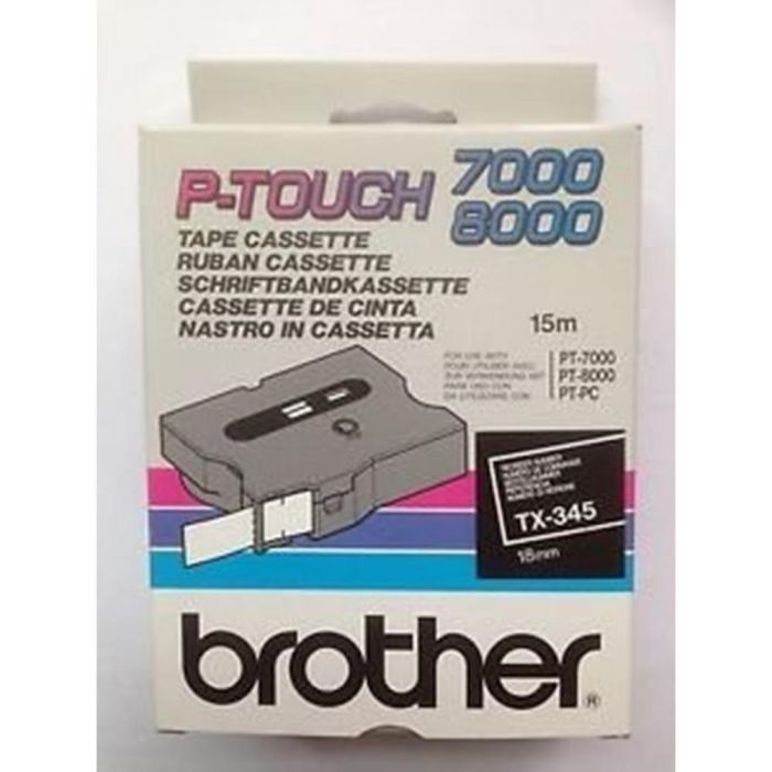 BROTHER Cinta laminada negro/blanco 18mm