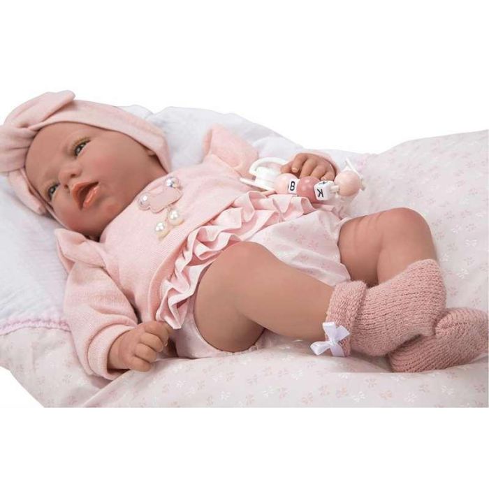 Muñeca reborn arias 40 cm alba rosa c/cojin 8