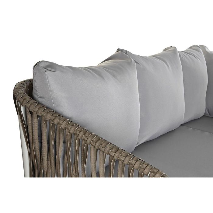 Sofa Terraza Y Jardin DKD Home Decor Blanco Marron Claro 190 x 70 x 190 cm Set de 3 4