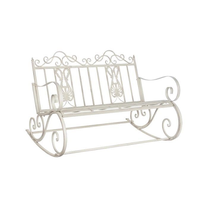 DKD Home Decor Banco Terraza y Jardín Blanco Metal 118x53x98 cm 4