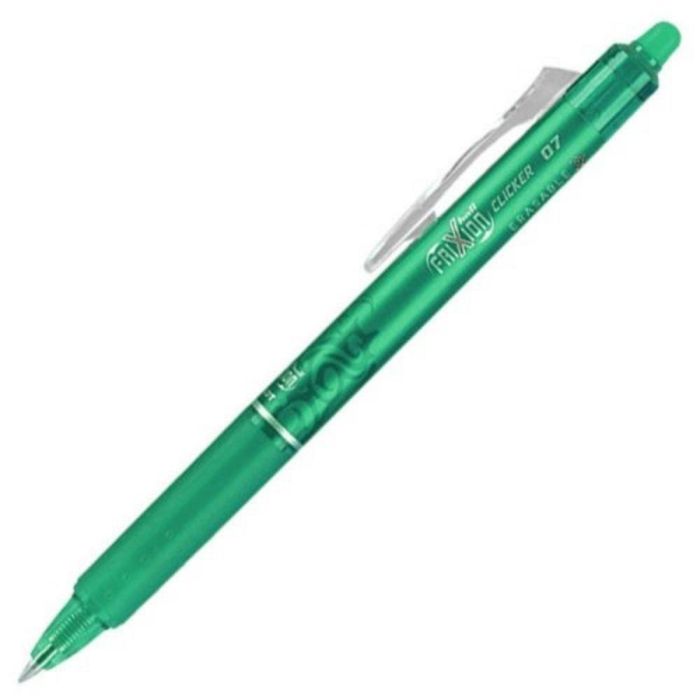 Pilot Bolígrafo Tinta Borrable Frixion Clicker 0.7mm Verde Retráctil Grip Antifatiga (12 Unidades) (12 Unidades)