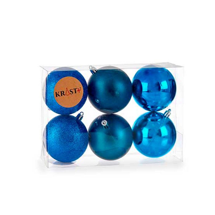 Set de Bolas de Navidad Azul Plástico 7 x 8 x 7 cm (12 Unidades) 2