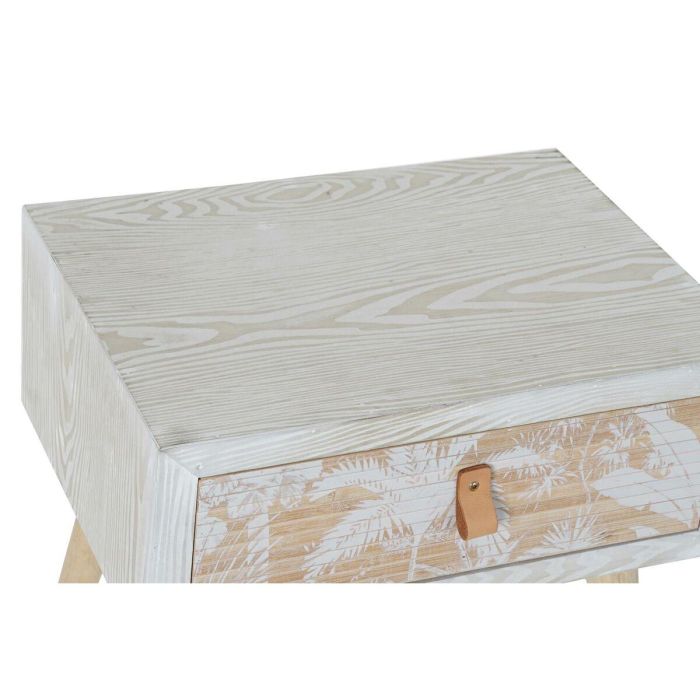 Mesita De Noche Tropical DKD Home Decor Blanco Natural 35 x 51 x 48 cm 1