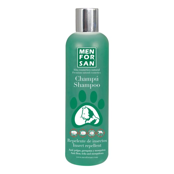 Men For San Champú Repelente Insectos Gatos. Con Citronela, elimina Pulgas, Garrapatas, Ácaros, Piojos y Mosquitos 300 mL