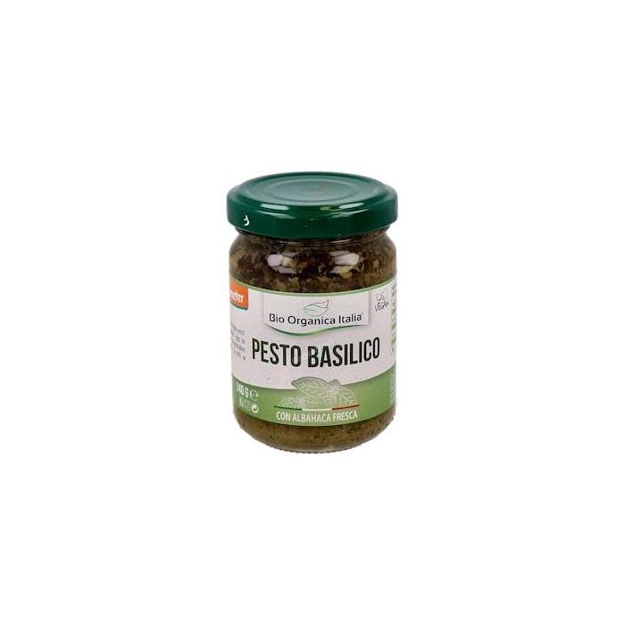 BIO ORGANICA ITALIA Pesto de Albahaca Vegano Demeter 140g. Sabor tradicional sin queso