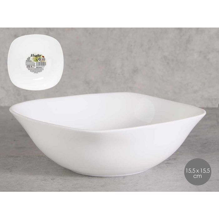 Bol Cuadrado Opal 15.5x15.5 cm Blanco - Vivalto (48 Unidades) Bol Cuadrado Opal 15.5x15.5 cm Blanco - Vivalto (48 Unidades)