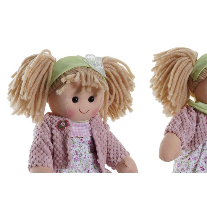 Muñeca Kids DKD Home Decor Rosa Verde 10 x 35 x 24 cm (4 Unidades) 1