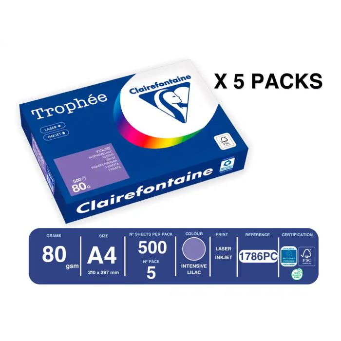 Trophee Papel Color A4 80gr Violeta Intenso Paquete de 500 Hojas 1 Trophee Papel Color A4 80gr Violeta Intenso Paquete de 500 Hojas 1