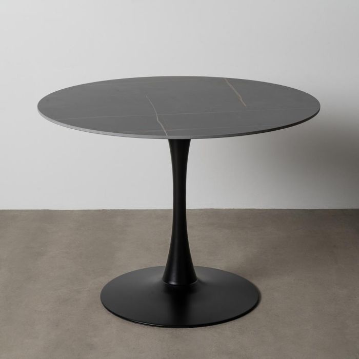 Mesa Comedor Negro Piedra Sinterizada 100 X 100 X 75 cm