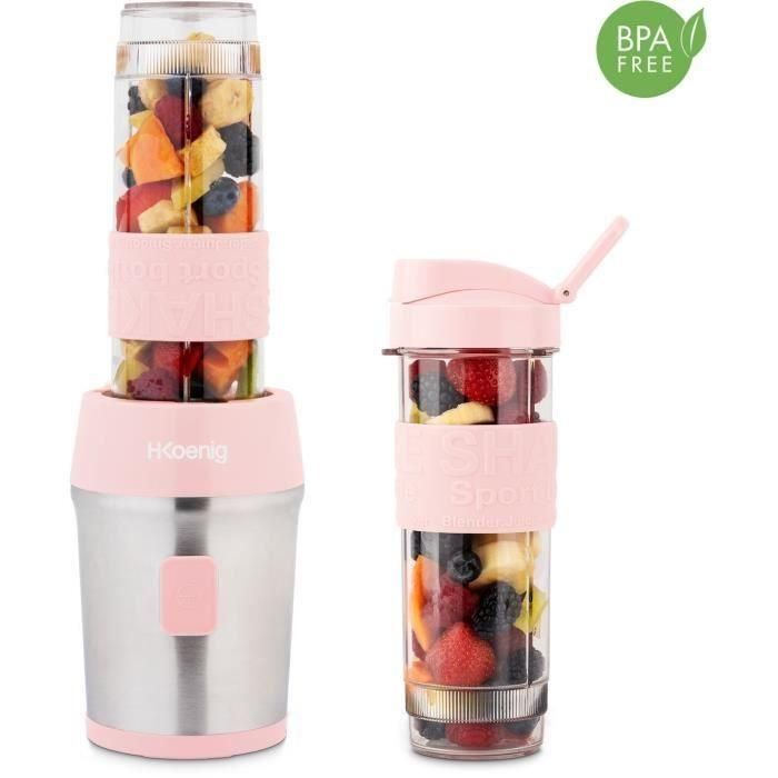Mini batidora - SMOO12 - 300 W - 570 mL - Rosa pastel - 2 botellas de agua incluidas 1 Mini batidora - SMOO12 - 300 W - 570 mL - Rosa pastel - 2 botellas de agua incluidas 1