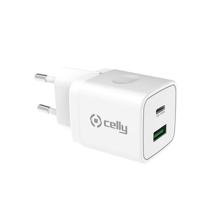 Celly Cargador Pared 1 Usb - 1 Usb-C 20 W Blanco