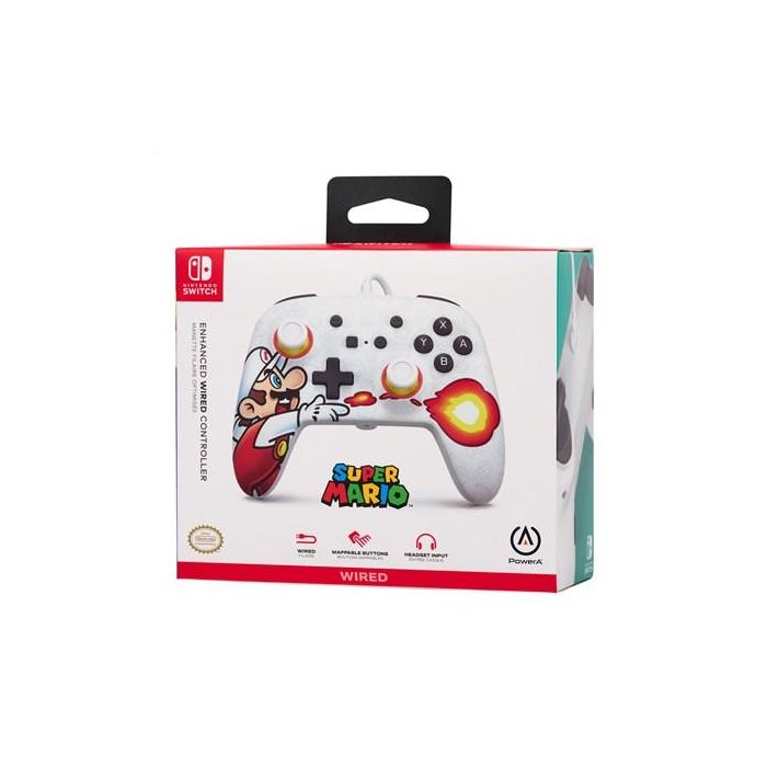 Power A 1526549-01 Mando con Cable Fireball Mario para Nintendo Switch
