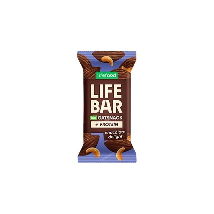 LIFE BAR Barrita Proteica de Avena con Chocolate 40g x 15 Unidades Sin Gluten Sin Lactosa Vegana Bio