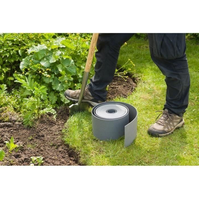 NATURALEZA Borde de jardín - Polietileno - Espesor 3 mm - Gris - H7.5 cm x 10 m 2 NATURALEZA Borde de jardín - Polietileno - Espesor 3 mm - Gris - H7.5 cm x 10 m 2
