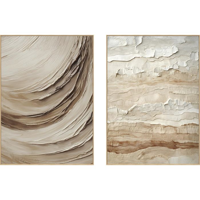 DKD Home Decor Cuadro Moderno 4 x 143 x 103 cm (2 Unidades) Lienzo Técnica Mixta Marco Madera