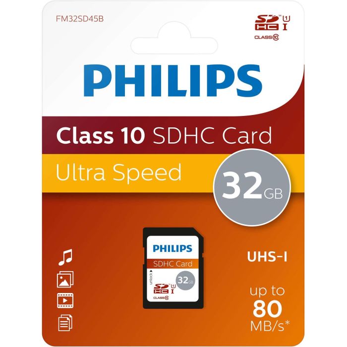 Philips FM32SD45B/10 Tarjeta SDHC 32 GB Clase 10 UHS-I Multicolor 1