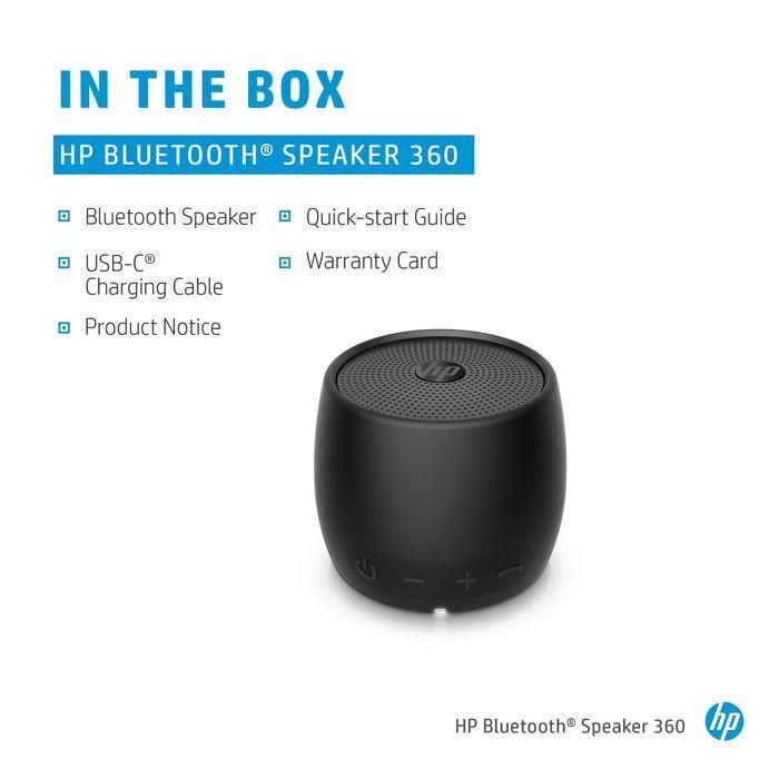 HP Black Bluetooth Speaker 360 7 HP Black Bluetooth Speaker 360 7