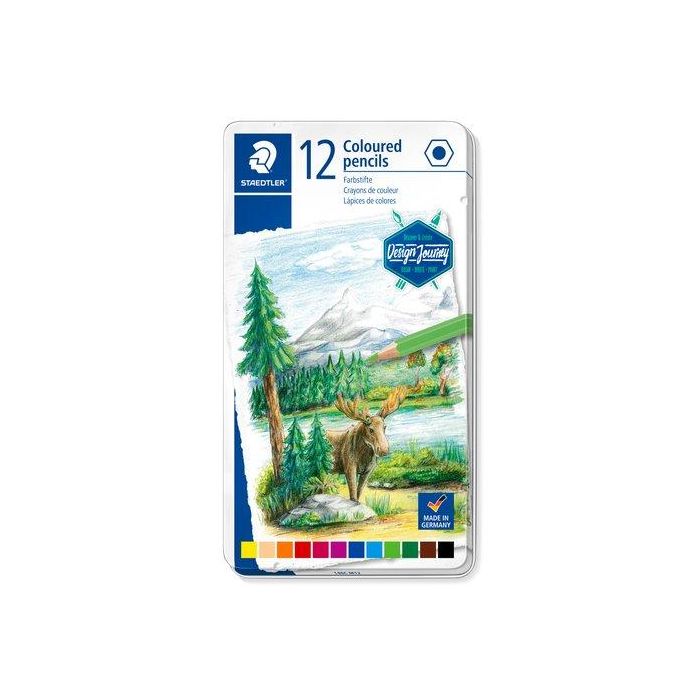 Staedtler 146C Lápices De Colores Design Journey, Mina Suave, Colores Intensos, Estuche Metal 12 Ud