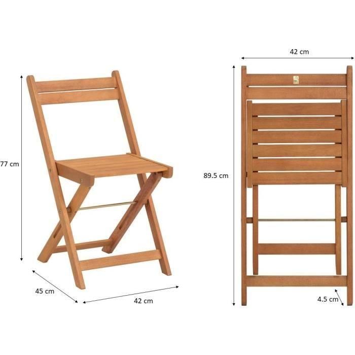 Set de madera de acacia FSC: compuesto por una mesa cuadrada y 2 sillas plegables 2 Set de madera de acacia FSC: compuesto por una mesa cuadrada y 2 sillas plegables 2