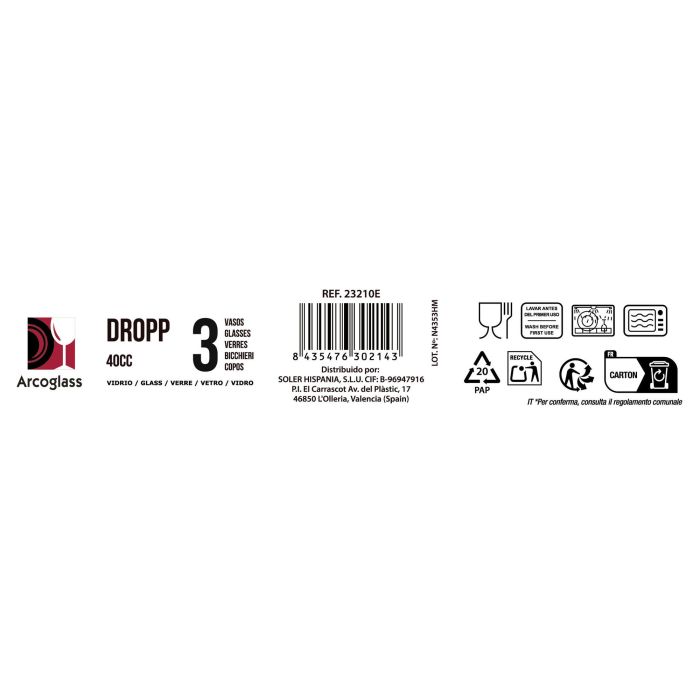 La Mediterranea Set de 3 Jarritas con Asa Dropp 40 cc, Ø 3.6 x 6.5 cm, 86 g cada una (36 Cajas) 8 La Mediterranea Set de 3 Jarritas con Asa Dropp 40 cc, Ø 3.6 x 6.5 cm, 86 g cada una (36 Cajas) 8