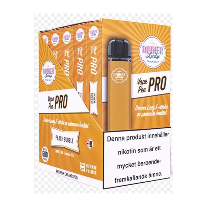 Dinner lady peach bubble vapeador pen pro pack 10un Dinner lady peach bubble vapeador pen pro pack 10un