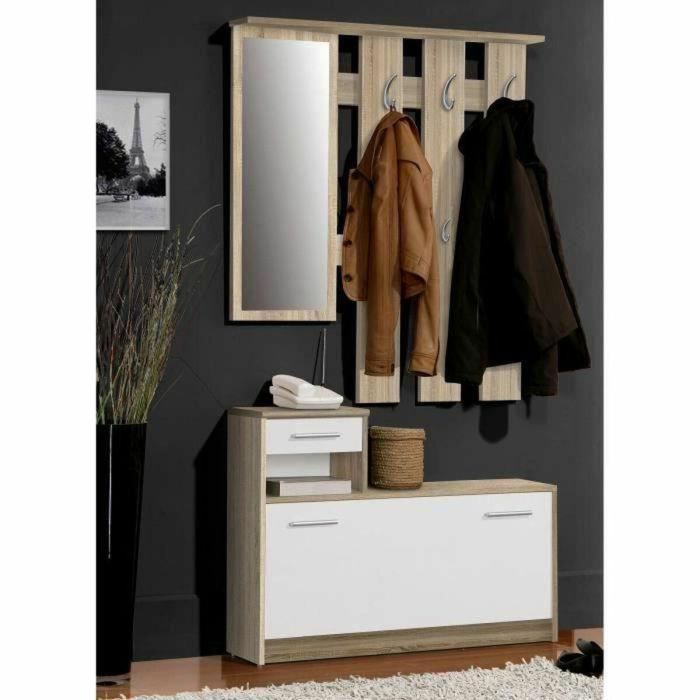 Carga de entrada de pili con decoración del espejo escandinavo Chene et blanc - l 97 cm 3 Carga de entrada de pili con decoración del espejo escandinavo Chene et blanc - l 97 cm 3