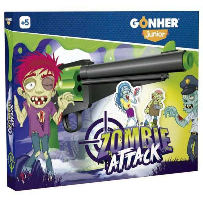 Gonher Pistola de Juguete Zoombie Shooting con 24 Balas Blandas, Dimensiones 40x33x4.5 cm, Recomendada para Niños a partir de 5 Años (Sin Pilas)