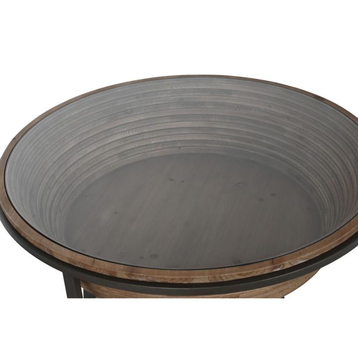 DKD Home Decor Mesa Centro Moderna de Abeto y Cristal Negro Marrón, 102x102x46 cm 4 DKD Home Decor Mesa Centro Moderna de Abeto y Cristal Negro Marrón, 102x102x46 cm 4