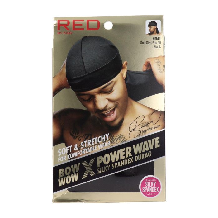 Red Kiss Durag Silky Spandex Black Capa De Cabello