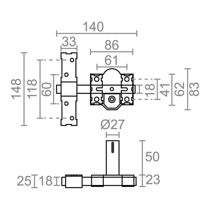 Cerrojo de seguridad Micel crr12 86b/50 mm Acero Gris 50 mm Sobreponer 2