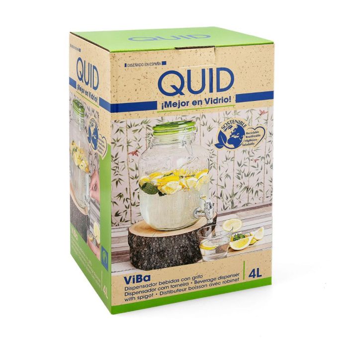 Dispensador de bebidas Quid Viba Azul Con Tapa Vidrio 4 L 5 Dispensador de bebidas Quid Viba Azul Con Tapa Vidrio 4 L 5