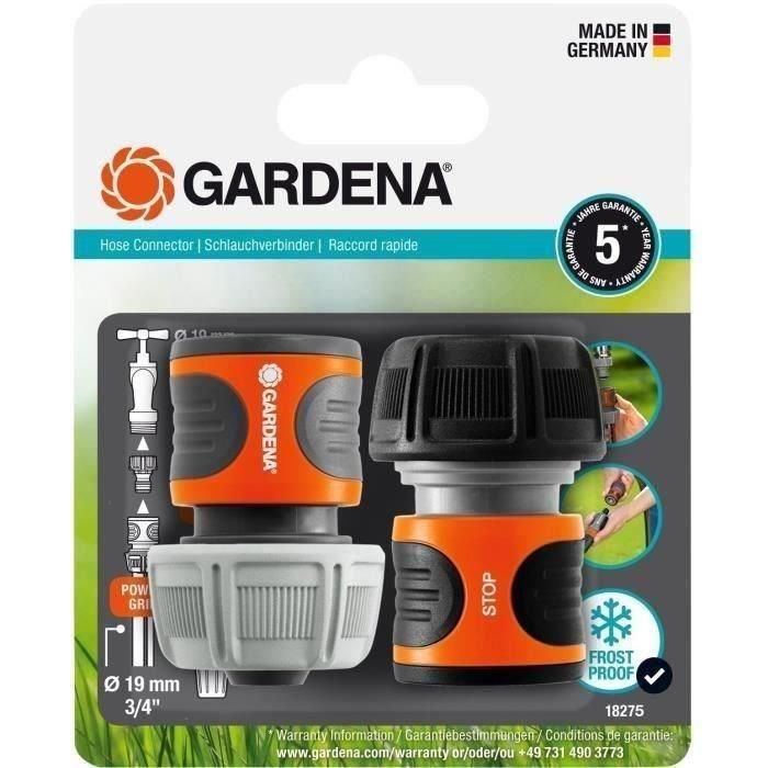 Conectores rápidos + Aquastop - GARDENA - 19 mm Conectores rápidos + Aquastop - GARDENA - 19 mm