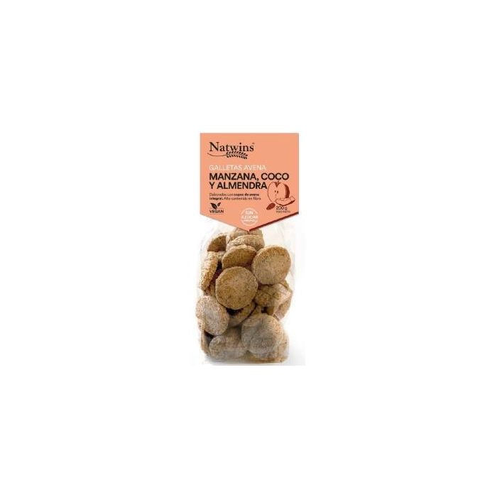 NATWINS Galletas de Avena con Manzana, Coco y Almendra sin Azúcar Añadido Veganas 200g