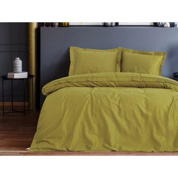 Juego de cama - 1 funda nórdica 220x240 cm + 2 fundas de almohada 60x60 cm - 100% algodón satén - Verde 2 Juego de cama - 1 funda nórdica 220x240 cm + 2 fundas de almohada 60x60 cm - 100% algodón satén - Verde 2