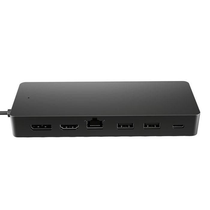 HP Universal USB-C Multiport Hub con 7 Puertos, Doble Pantalla 4K (HDMI 2.0, DisplayPort 1.2) y Power Passthrough para PC