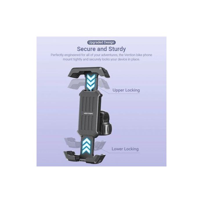 Vention Soporte Smartphone Bici KSFB0 Negro Bloqueo Rápido Universal para Manillar ABS Silicona 3
