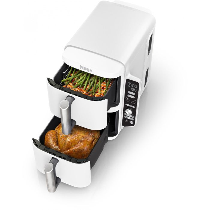 Ninja SL400EUWH Freidora de Aire Doble Stack XL 9.5L Blanco para 8 Personas con 6 Programas y Funciones Múltiples 10