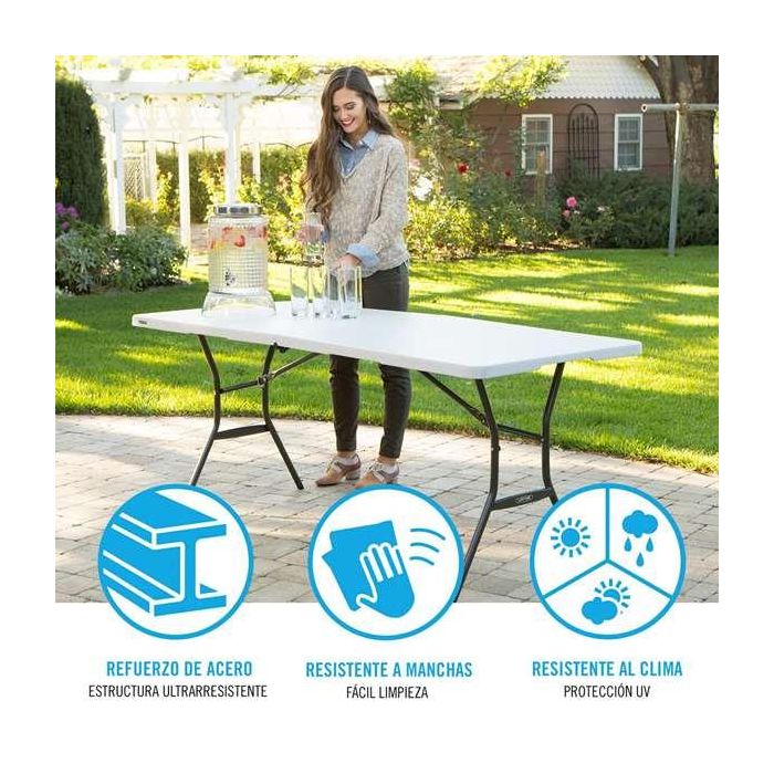 Lifetime Mesa rectangular plegable maletín 185x76x74 cm Plástico y Acero 4