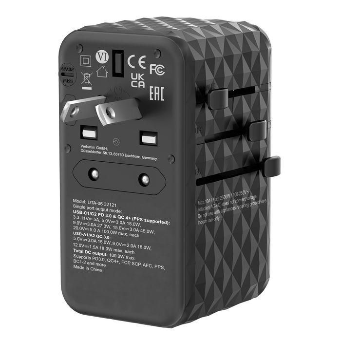 Verbatim Uta-06 Adaptador Universal De Viaje Con 2 Puerto Usb-C - 2 Puerto Usb-A 9 Verbatim Uta-06 Adaptador Universal De Viaje Con 2 Puerto Usb-C - 2 Puerto Usb-A 9